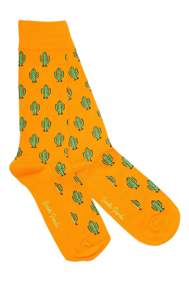 Swole Panda Cactus Bamboo Socks - Orange SP386_CACTUS_7-11