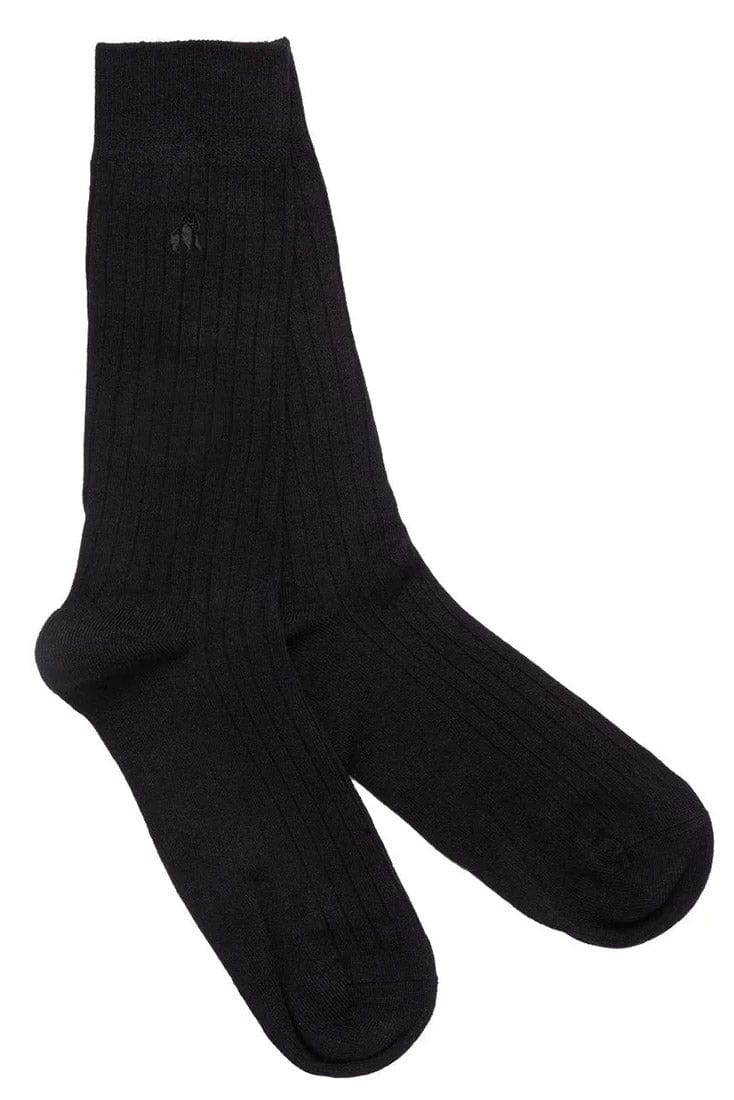 Swole Panda Classic Ribbed Bamboo Socks - Black SP085_BLACK_7-11