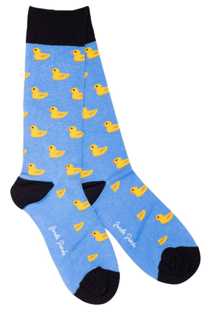 Swole Panda Duck Bamboo Socks - Blue/Yellow SP351_DUCK_7-11