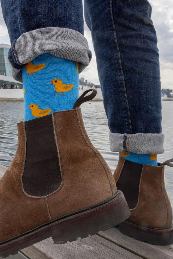 Swole Panda Duck Bamboo Socks - Blue/Yellow SP351_DUCK_7-11