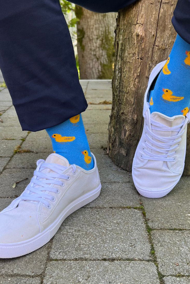 Swole Panda Duck Bamboo Socks - Blue/Yellow SP351_DUCK_7-11