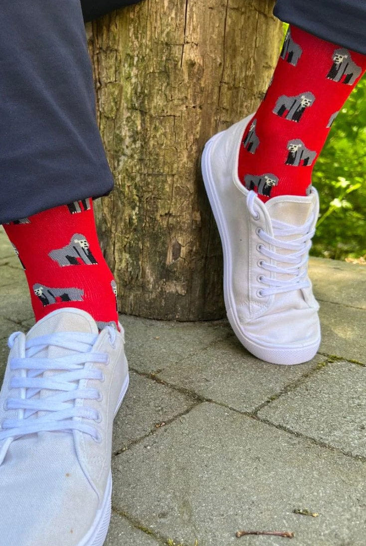 Swole Panda Gorilla Bamboo Socks - Red SP397_GORILLA_7-11