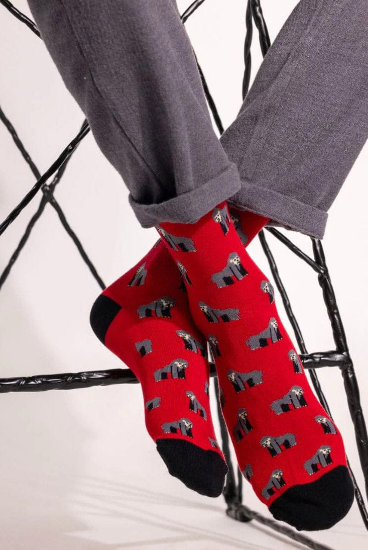Swole Panda Gorilla Bamboo Socks - Red SP397_GORILLA_7-11
