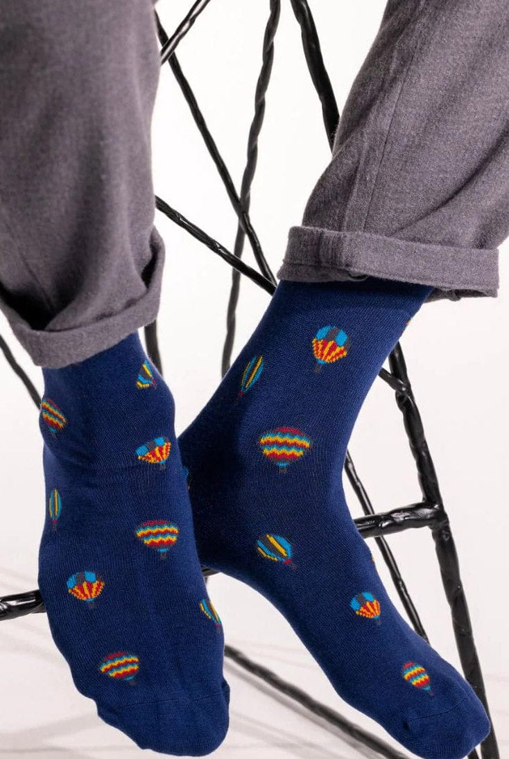 Swole Panda Hot Air Balloon Bamboo Socks - Blue SP401_BALLOON_7-11