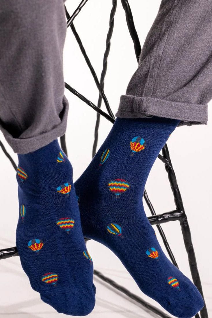 Swole Panda Hot Air Balloon Bamboo Socks - Blue SP401_BALLOON_7-11