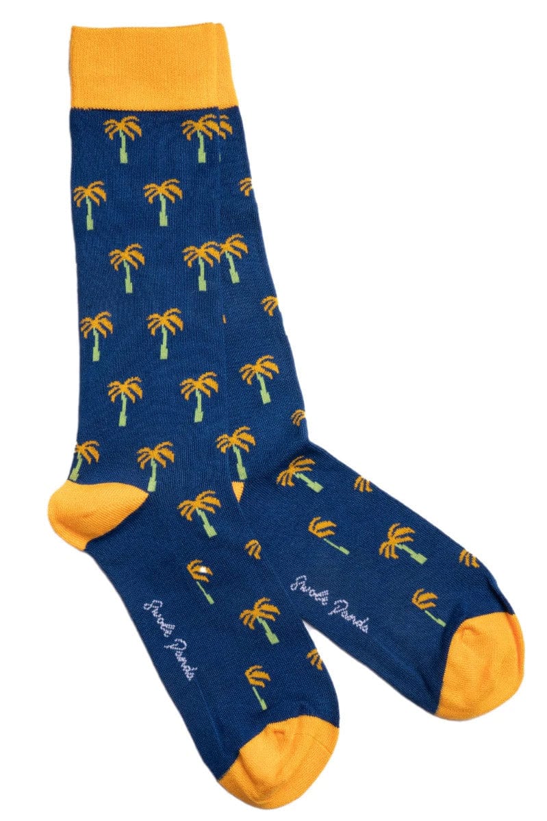 Swole Panda Palm Tree Bamboo Socks - Blue/Orange SP352_PALM_7-11