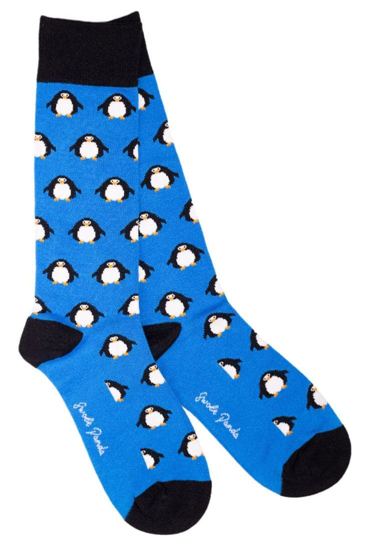 Swole Panda Penguin Bamboo Socks - Blue SP291_BLUPENG_7-11