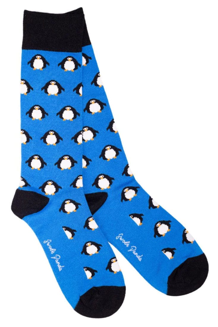 Swole Panda Penguin Bamboo Socks - Blue SP291_BLUPENG_7-11