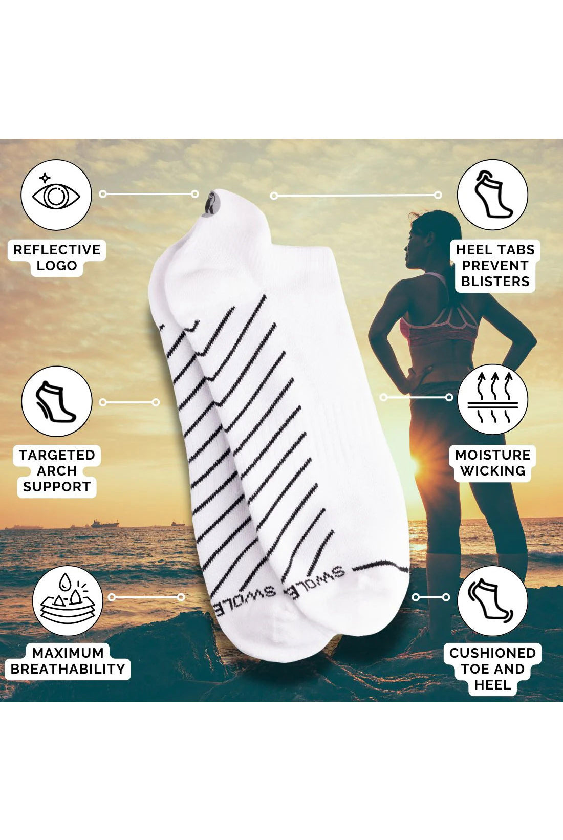 Swole Panda Performance Trainer Socks - White SPTS03_WHITE_7-11