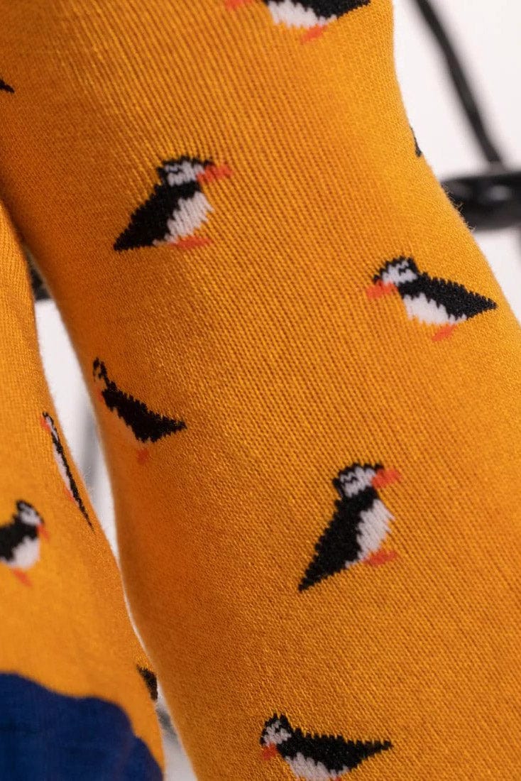 Swole Panda Puffin Bamboo Socks - Yellow SP410_PUFFIN_7-11