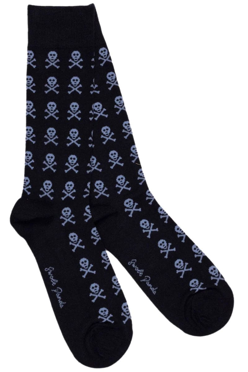 Swole Panda Skull Bamboo Socks - Navy SP296_NVYSKULL_7-11