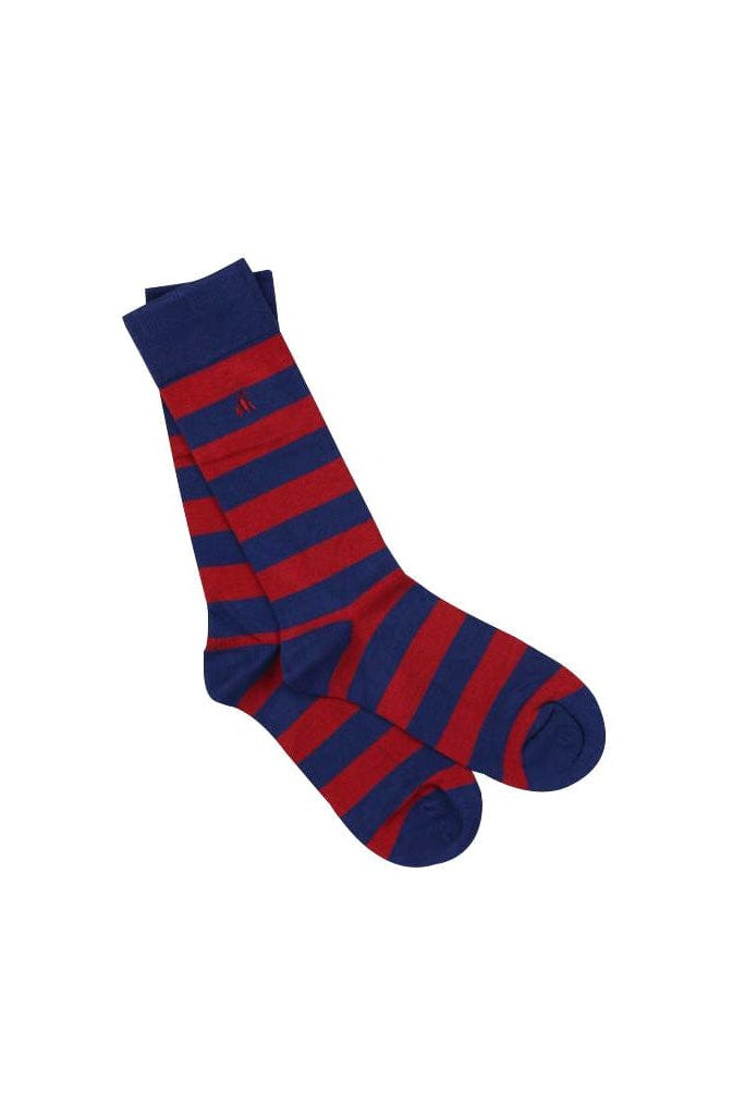 Swole Panda Striped Bamboo Socks - Burgundy/Blue SP090_BURGBLUE_7-11