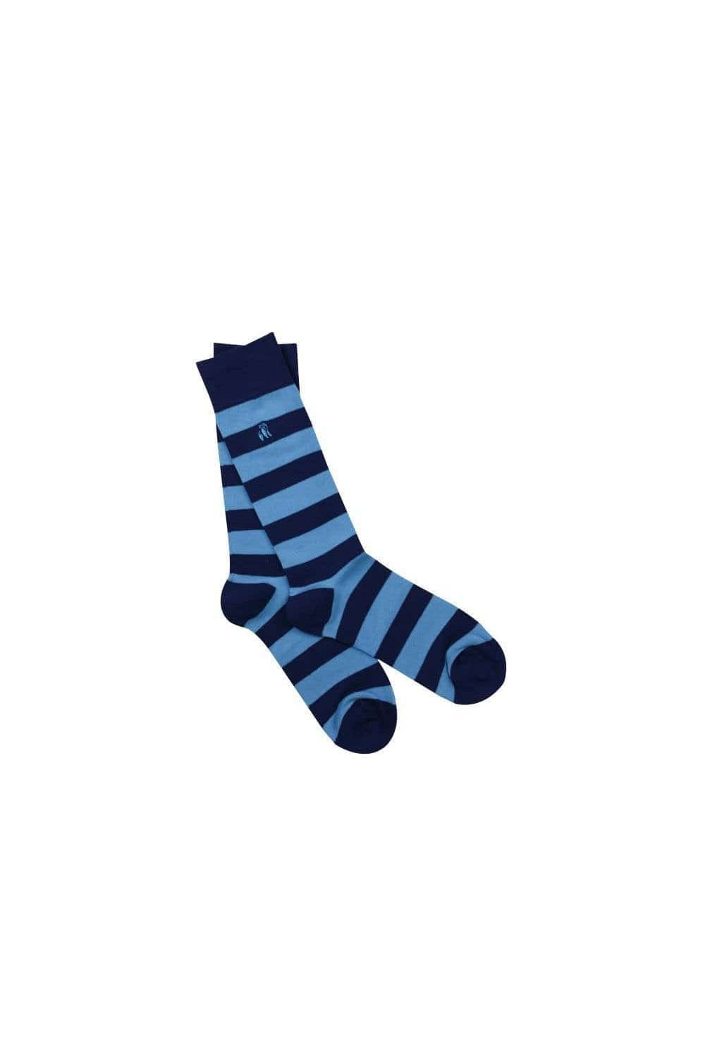 Swole Panda Striped Bamboo Socks - Sky Blue/Blue