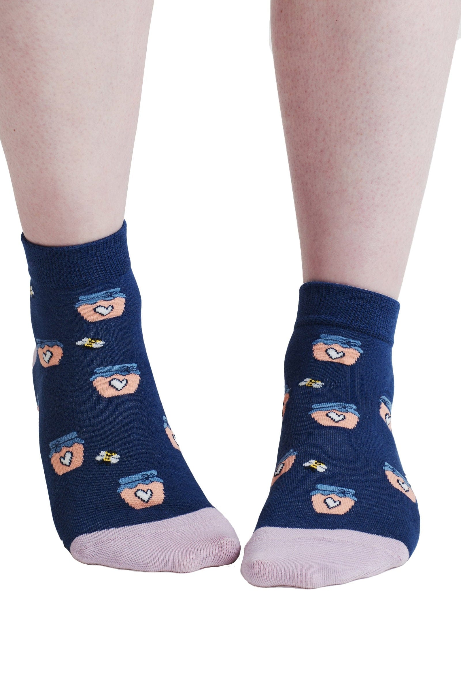 Thought Beth Bee Organic Cotton Ankle Socks - Violet Blue SPW932_VIOLETBLUE_4-7