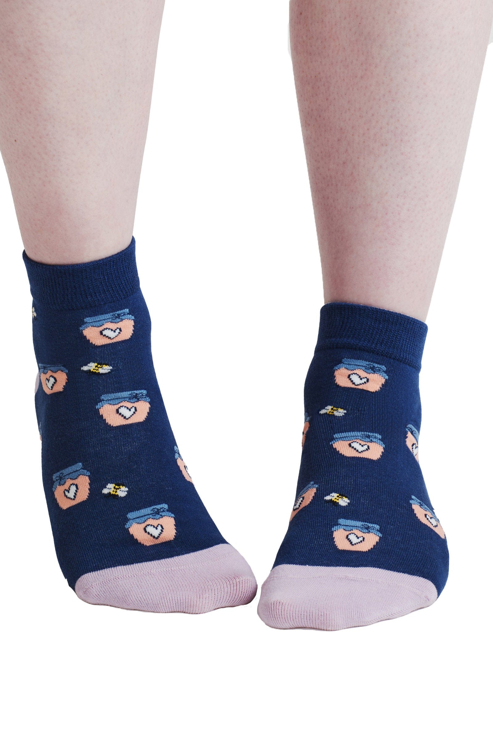 Thought Beth Bee Organic Cotton Ankle Socks - Violet Blue SPW932_VIOLETBLUE_4-7