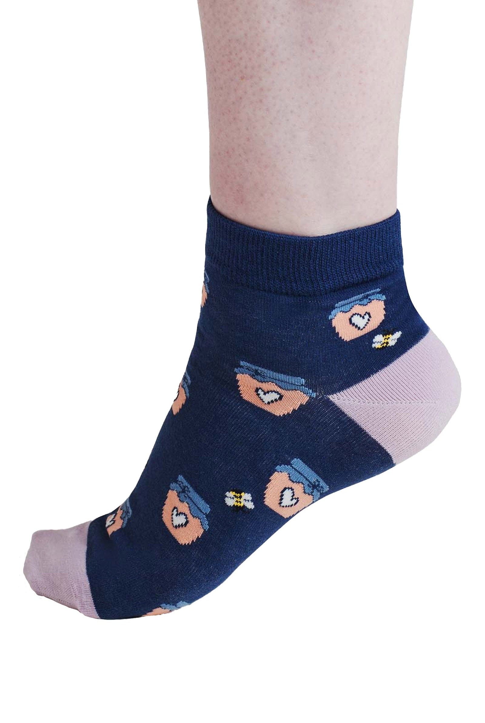 Thought Beth Bee Organic Cotton Ankle Socks - Violet Blue SPW932_VIOLETBLUE_4-7