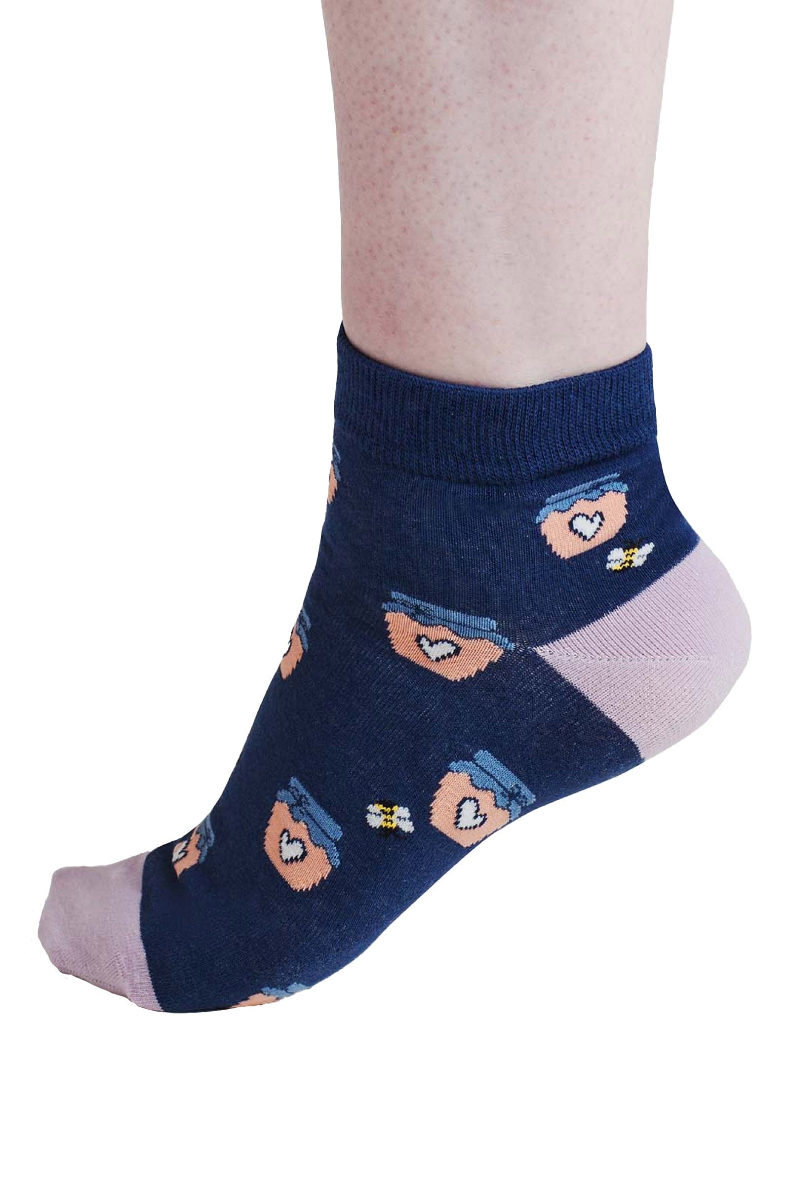 Thought Beth Bee Organic Cotton Ankle Socks - Violet Blue SPW932_VIOLETBLUE_4-7