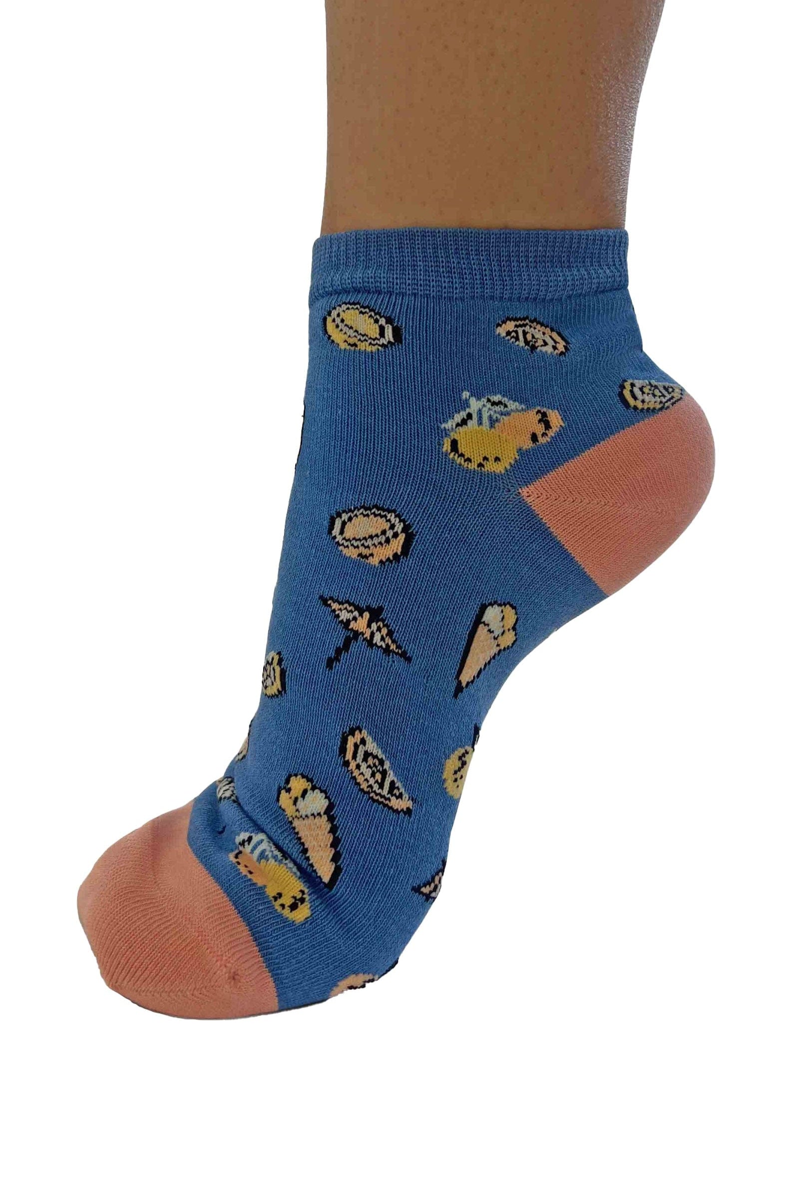 Thought Dixie Ice Cream Bamboo Ankle Socks - Sea Blue SSW042_SEABLUE_4-7