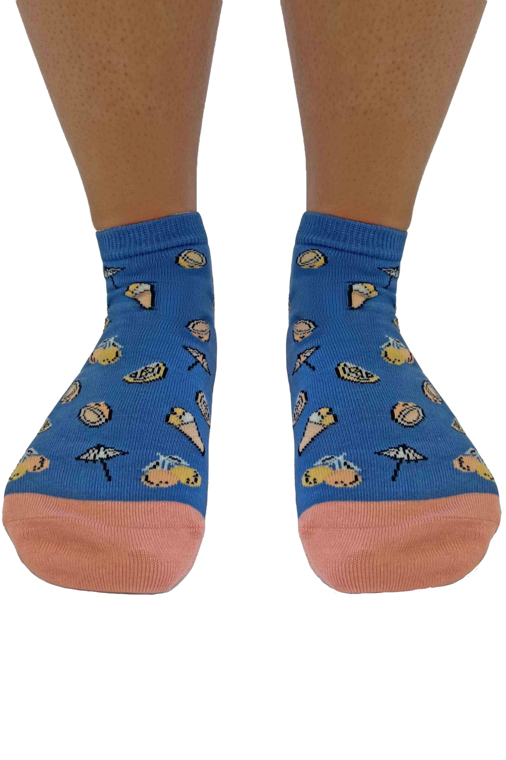 Thought Dixie Ice Cream Bamboo Ankle Socks - Sea Blue SSW042_SEABLUE_4-7