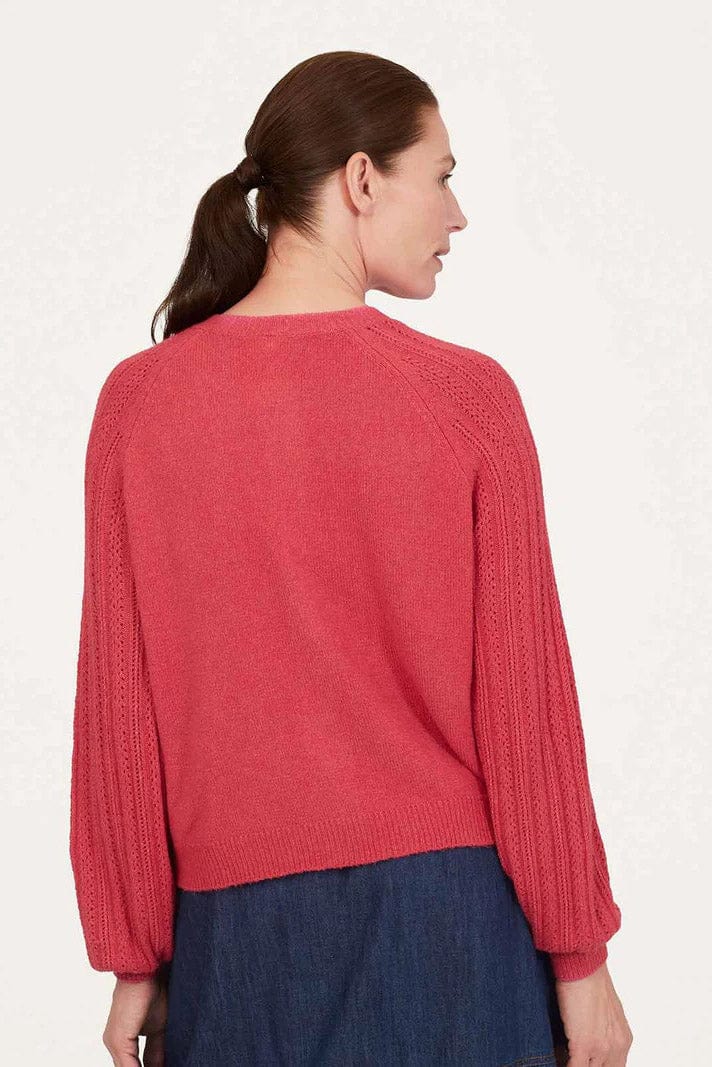 Thought Florna Organic Cotton Fluffy Cardigan - Radish Pink