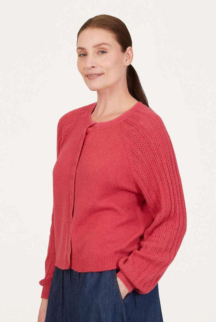 Thought Florna Organic Cotton Fluffy Cardigan - Radish Pink