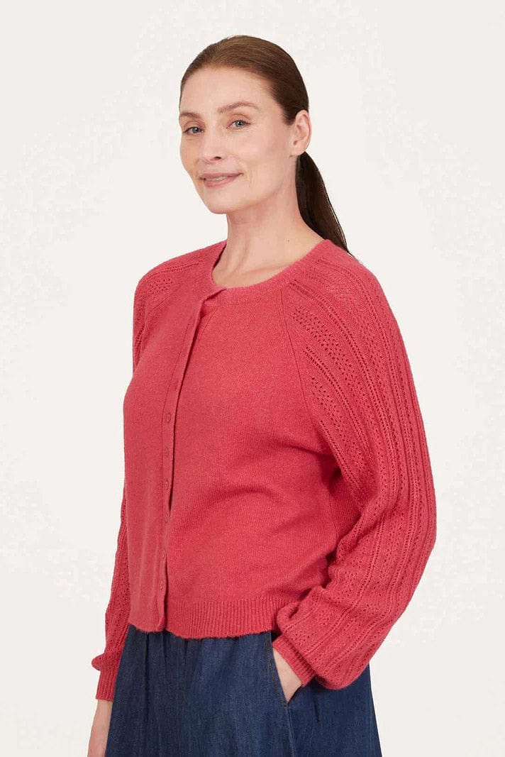Thought Florna Organic Cotton Fluffy Cardigan - Radish Pink