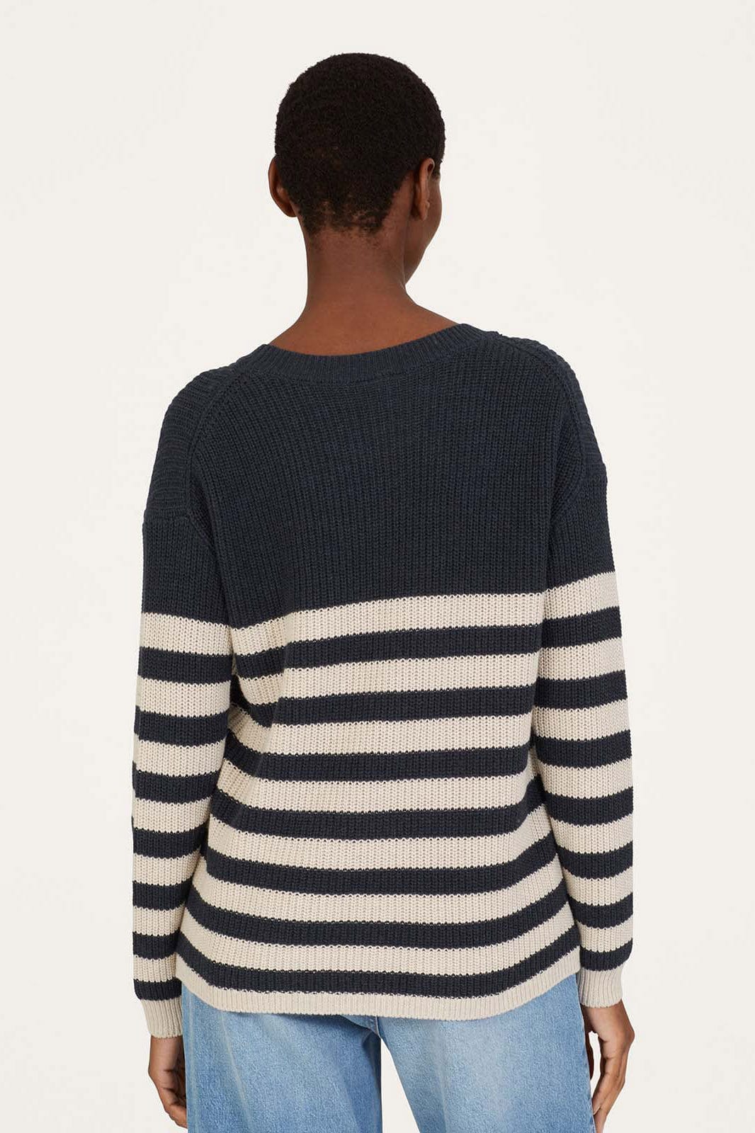 Thought Gianna Organic Cotton Striped Jumper - Navy
