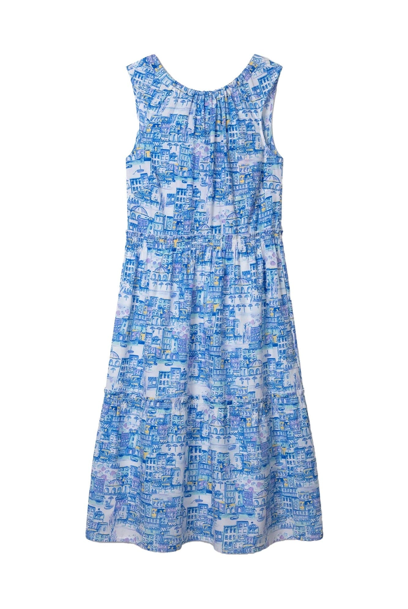 Thought Imogen Organic Cotton Toile De Jouy Dress - Azure Blue