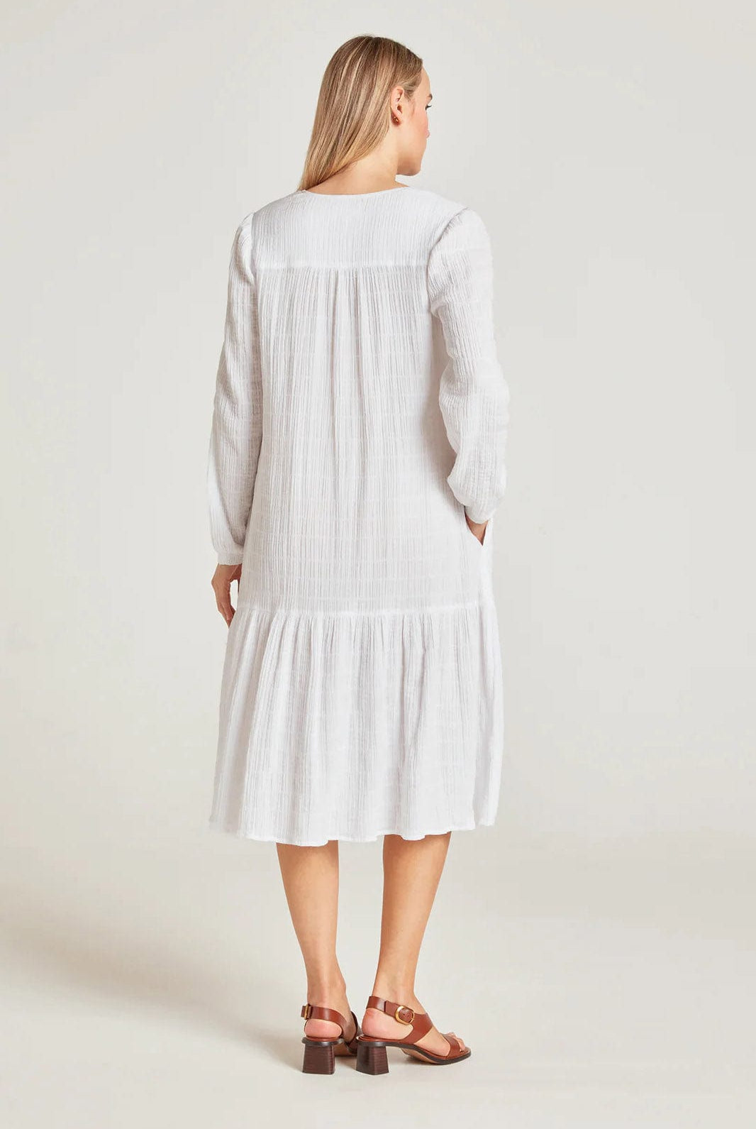 Thought Laelia Organic Cotton Cheesecloth Midi Dress - White