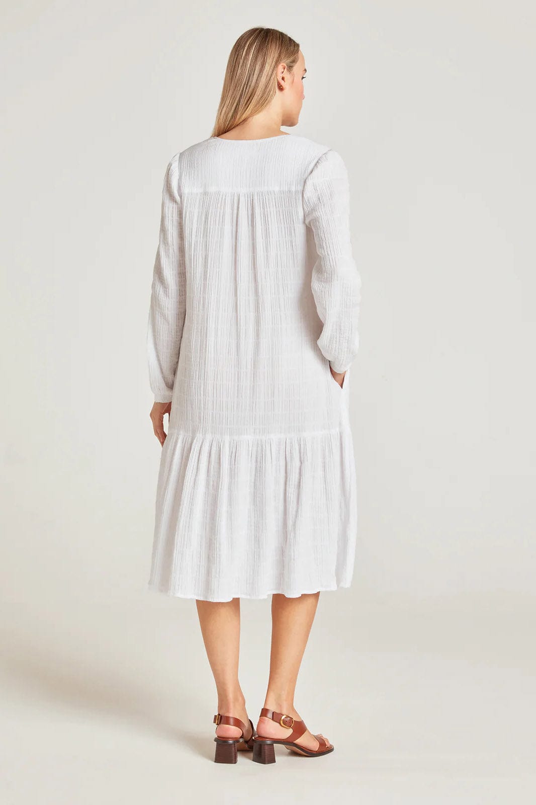 Thought Laelia Organic Cotton Cheesecloth Midi Dress - White