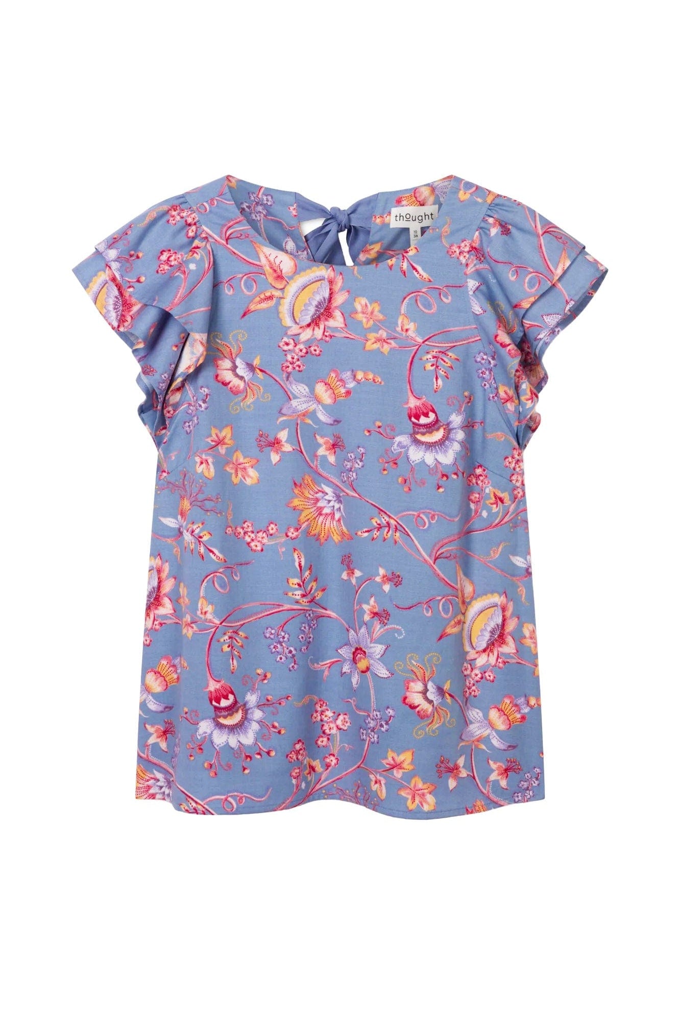 Thought Meadow Frill Sleeve Tencel Top - Lavender Blue