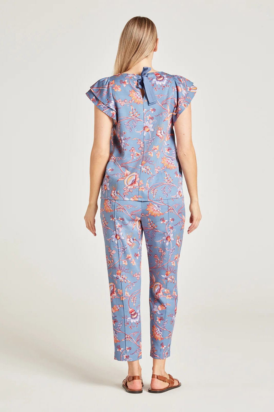 Thought Meadow Frill Sleeve Tencel Top - Lavender Blue