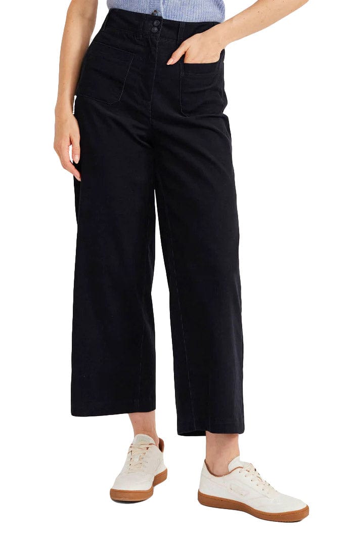 Thought Milou Organic Cotton Corduroy Wide Leg Culottes - Black