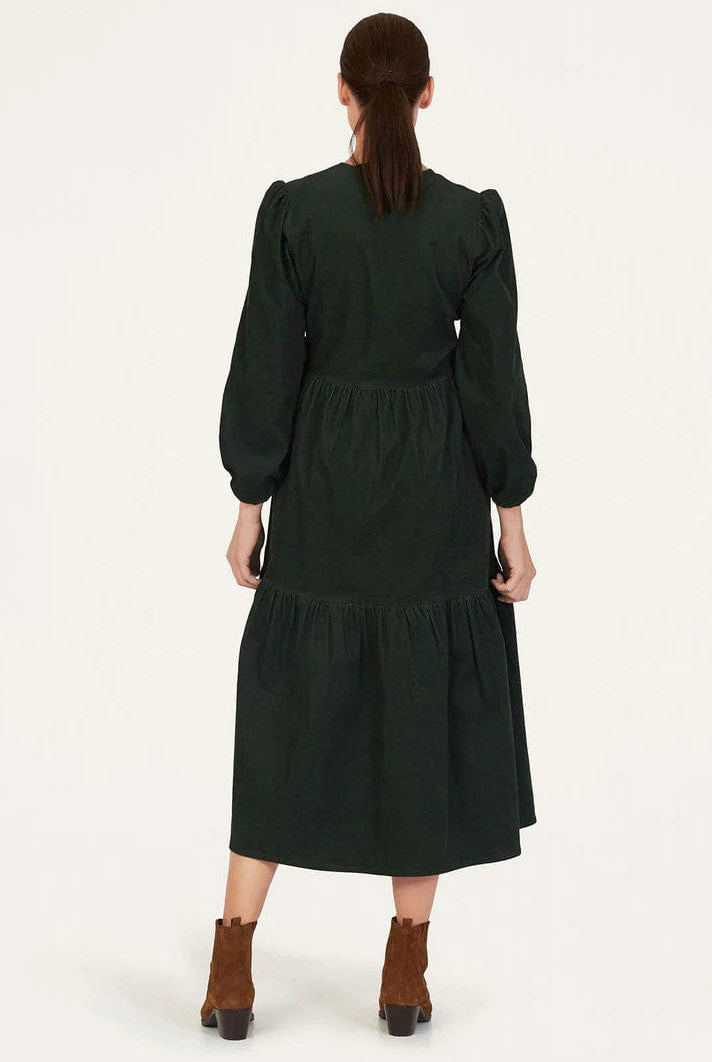 Thought Milou Organic Cotton Corduroy Wrap Dress - Forest Green