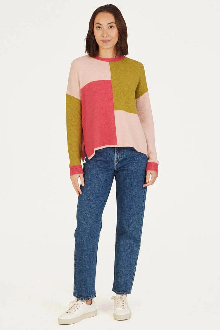 Thought Stef Organic Cotton Fluffy Colour Block Jumper