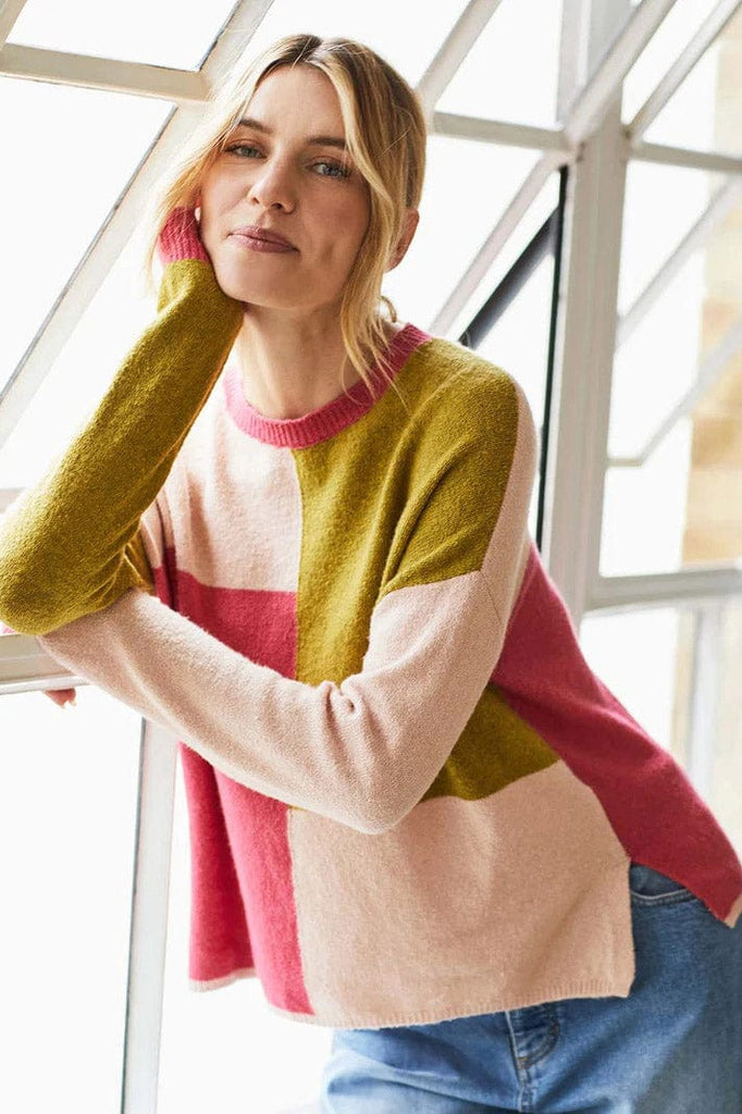 Thought Stef Organic Cotton Fluffy Colour Block Jumper