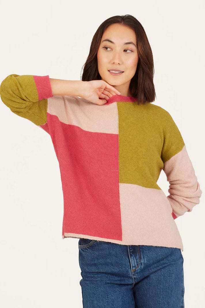 Thought Stef Organic Cotton Fluffy Colour Block Jumper