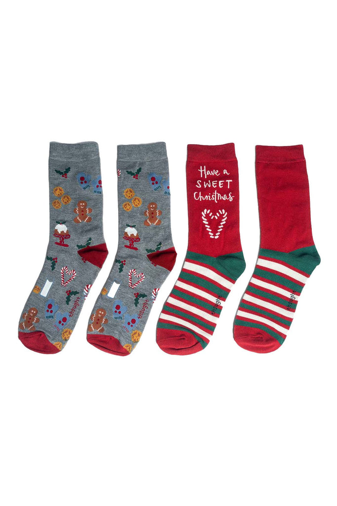 Thought Sweet Christmas Bamboo Socks In A Bag - 2 Pairs SBW7398_MUL_4-7