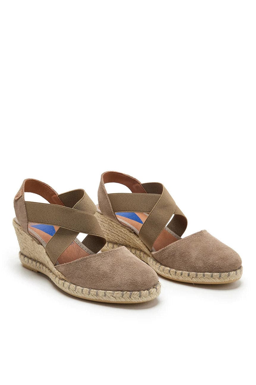 Verbenas Mila Serraje Suede Leather Espadrille Sandals - Piedra