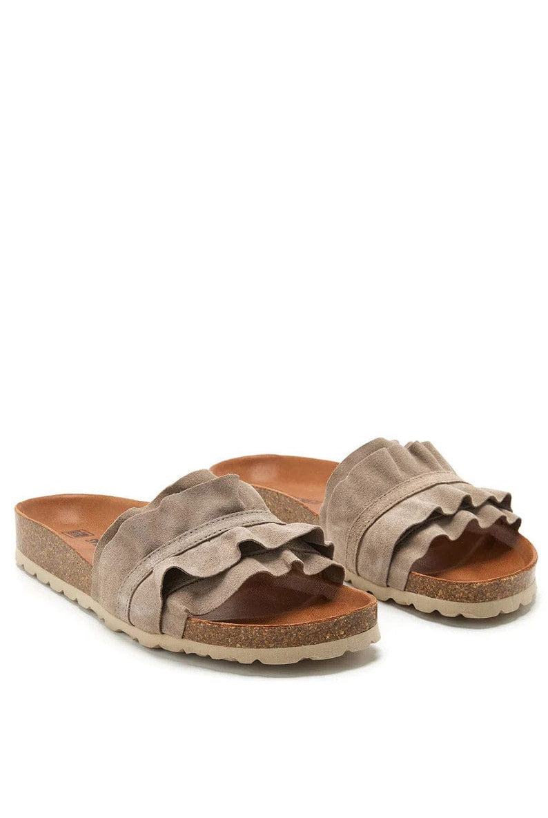 Verbenas Rocio Serraje Volante Suede Leather Sandals - Iris