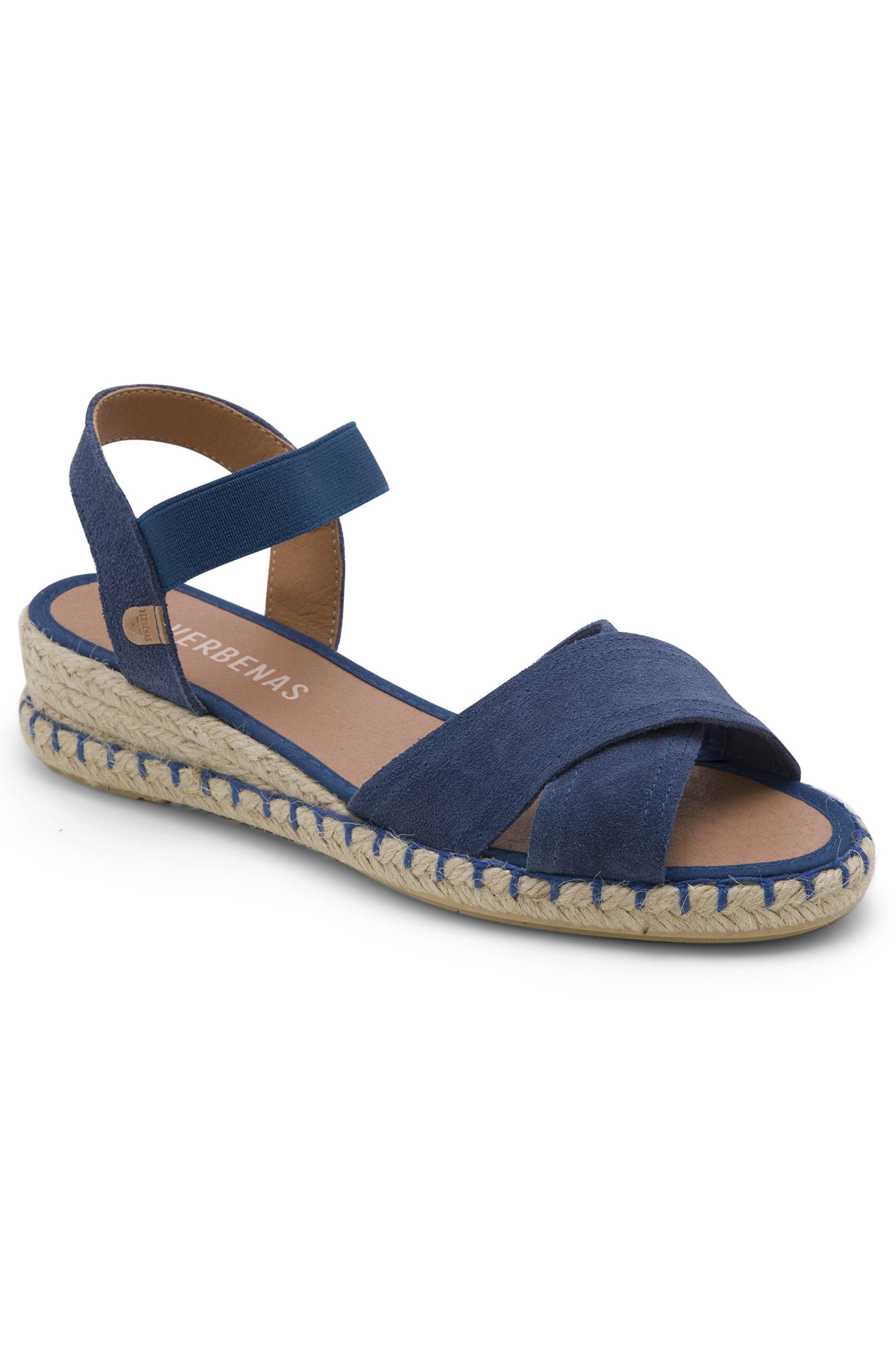 Verbenas Venus Serraje Suede Leather Espadrille Sandals - Iris