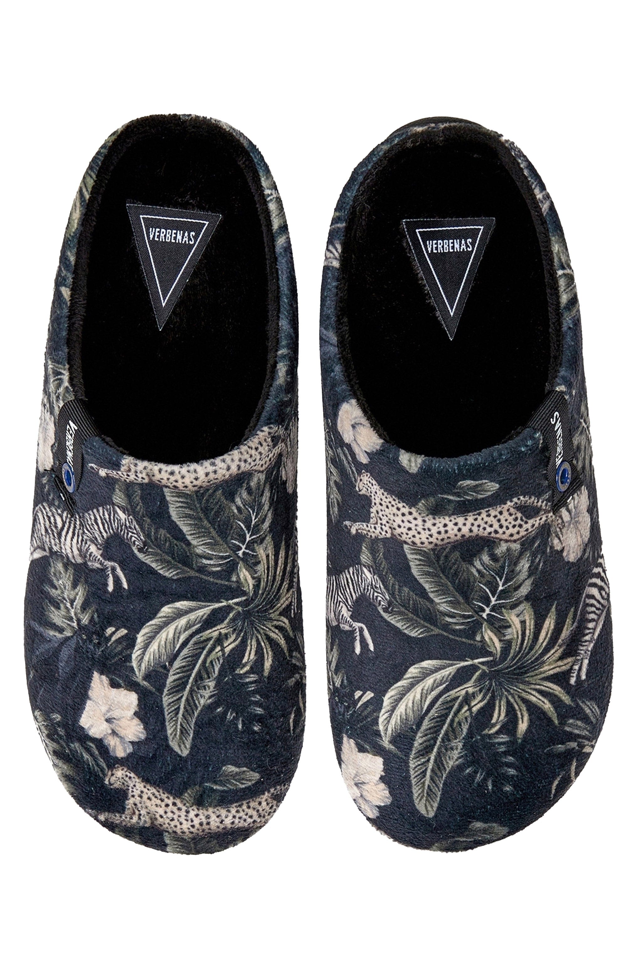 Verbenas York Selva Jungle Print Slippers - Charcoal