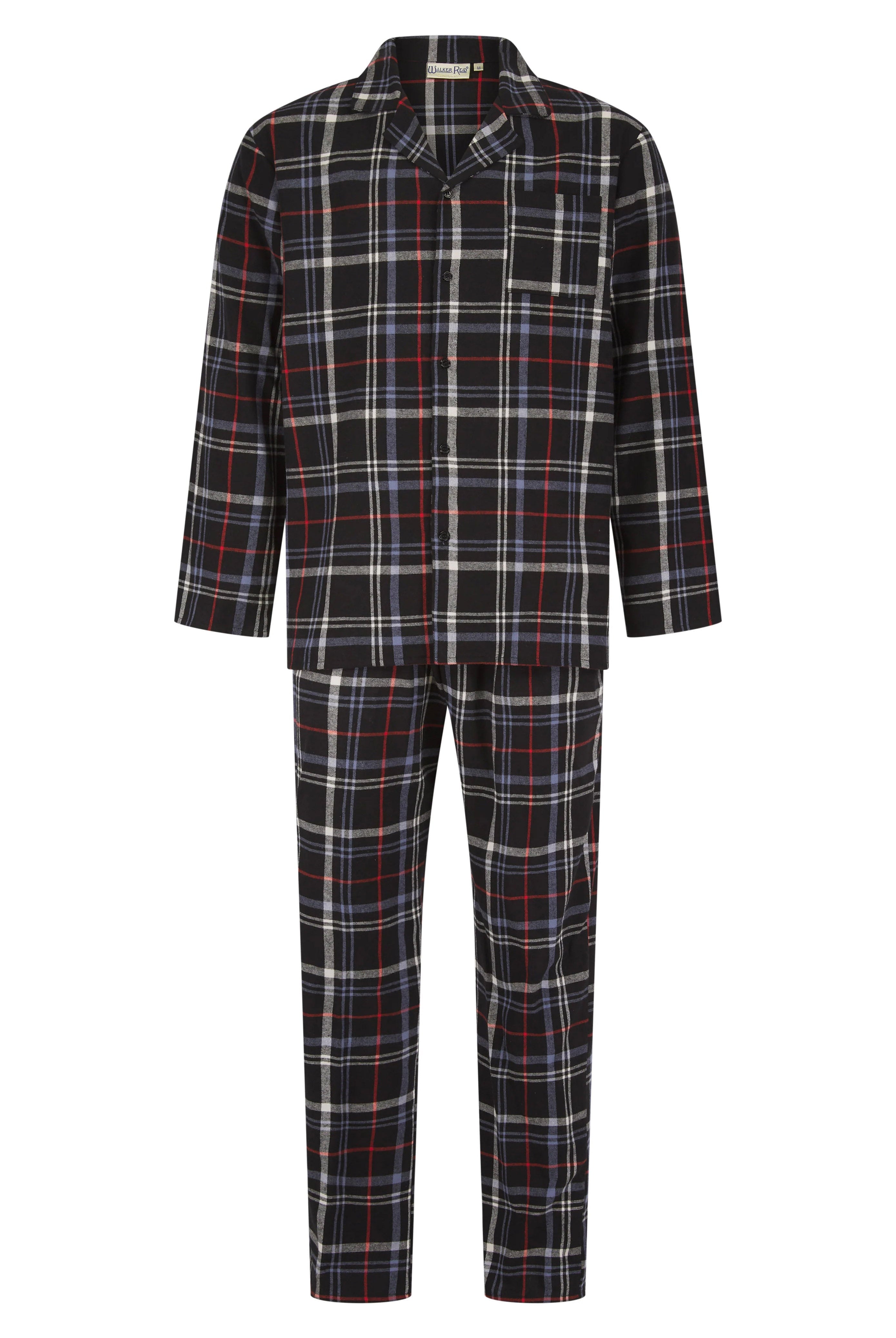 Walker Reid Brushed Cotton Check Pyjama Set - Black