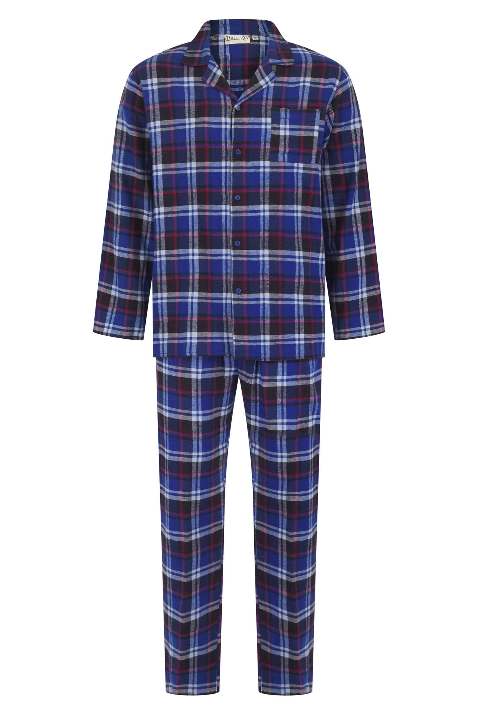 Walker Reid Brushed Cotton Check Pyjama Set - Blue/Red