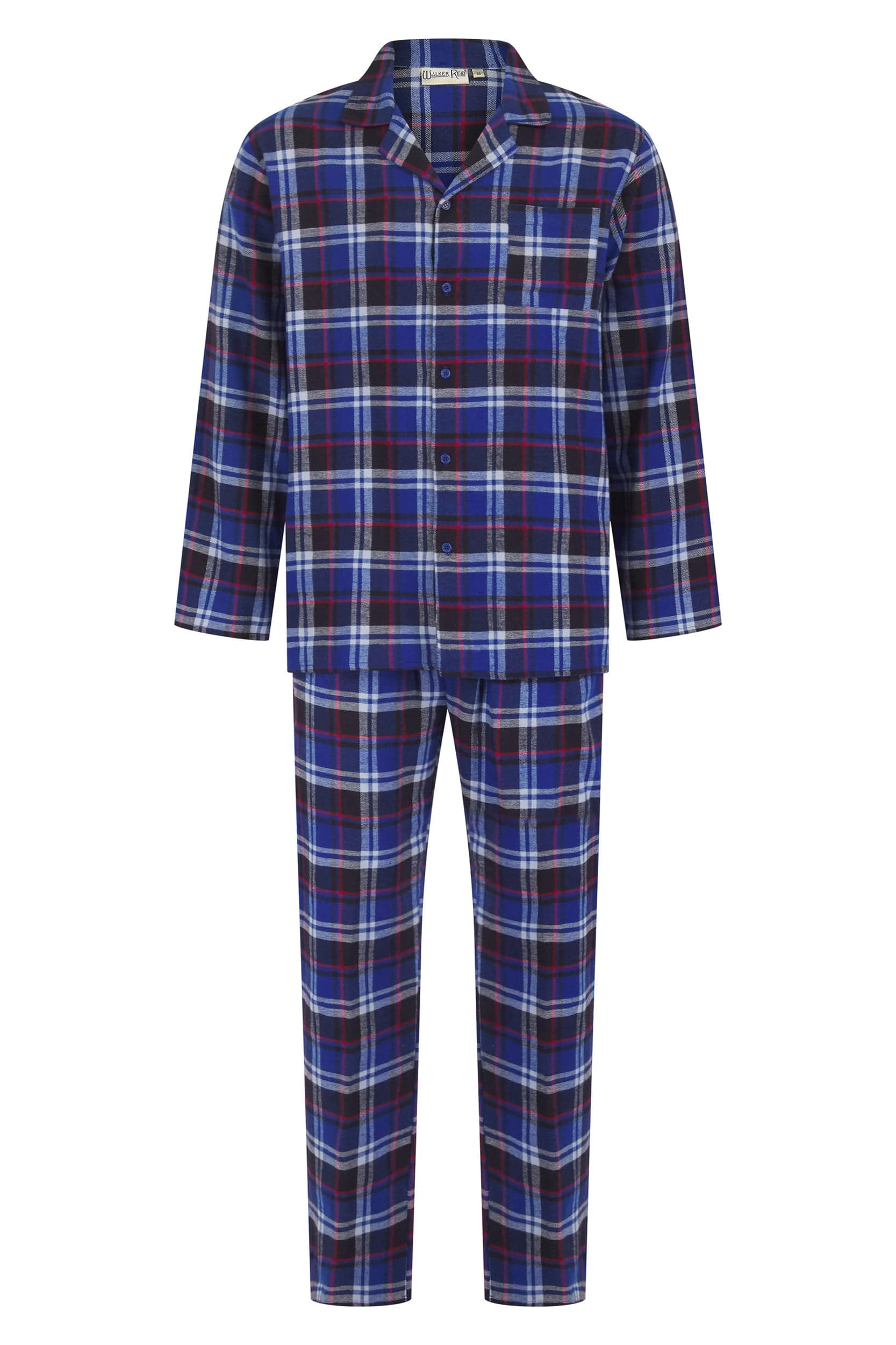 Walker Reid Brushed Cotton Check Pyjama Set - Blue/Red