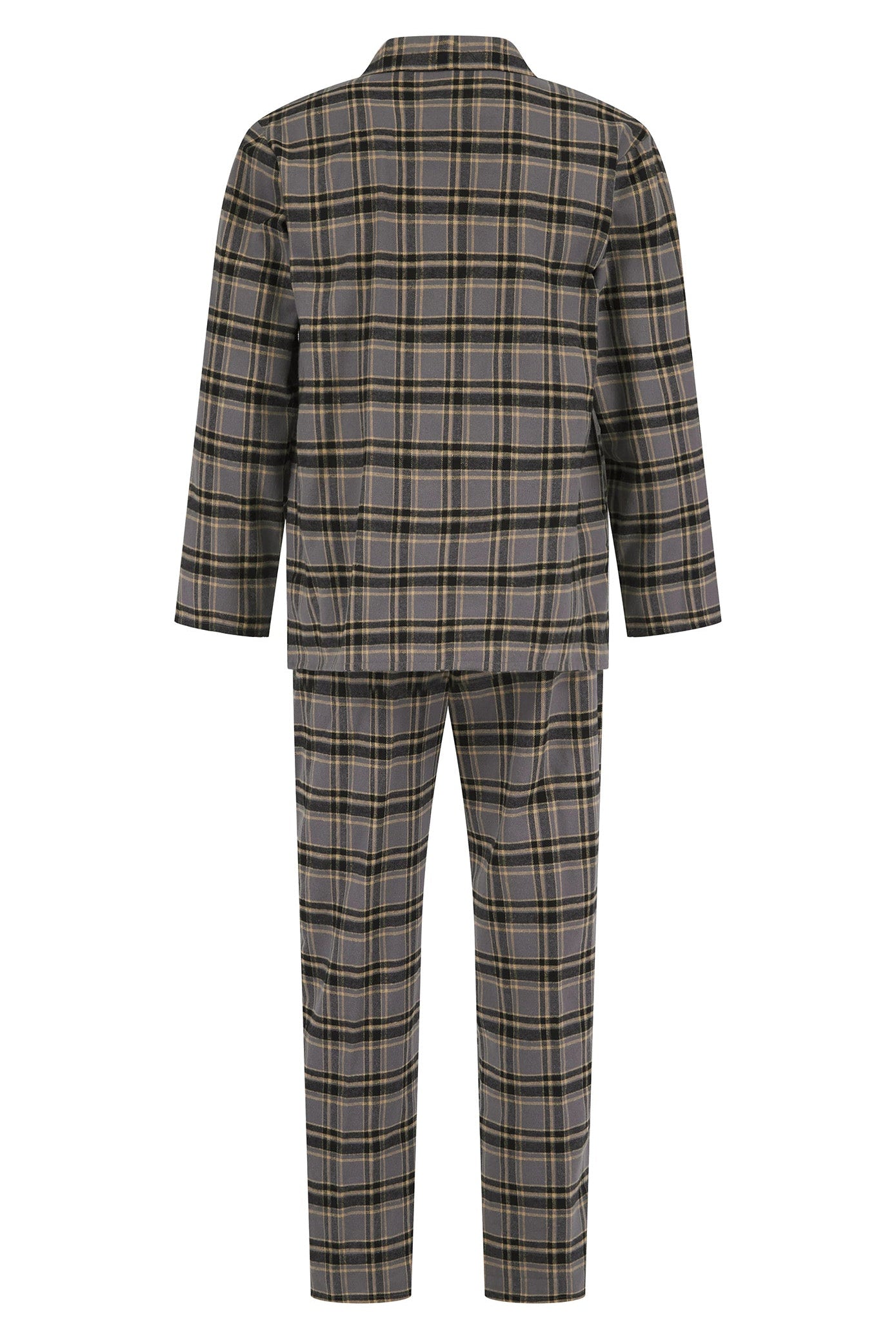 Walker Reid Brushed Cotton Check Pyjama Set - Grey/Beige
