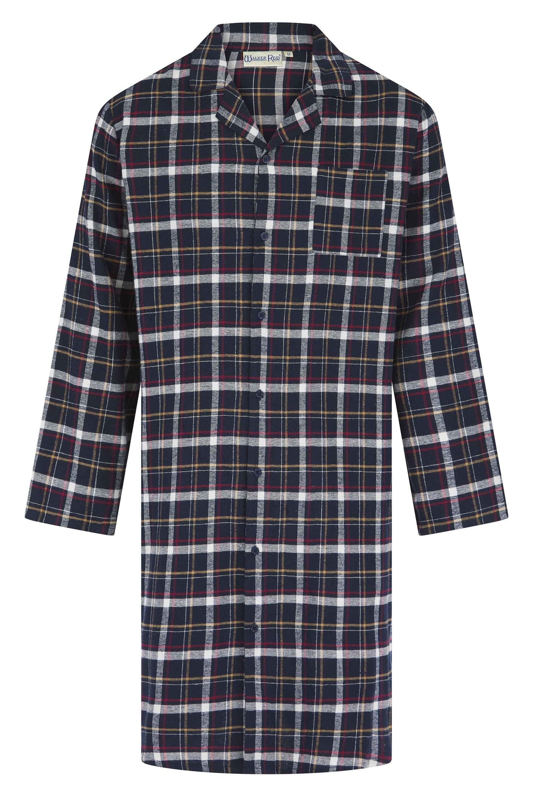Walker Reid Check Brushed Cotton 42 Inch Nightshirt - Navy