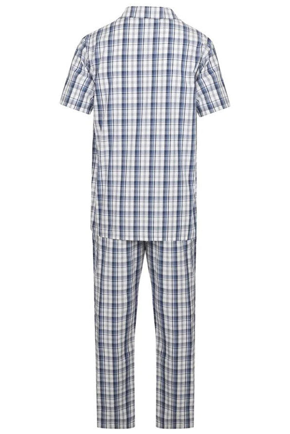 Walker Reid Check Cotton Short Sleeve Pyjama Set - Blue