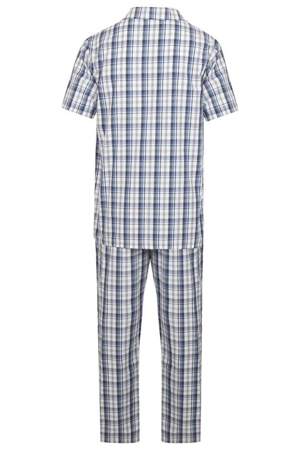 Walker Reid Check Cotton Short Sleeve Pyjama Set - Blue