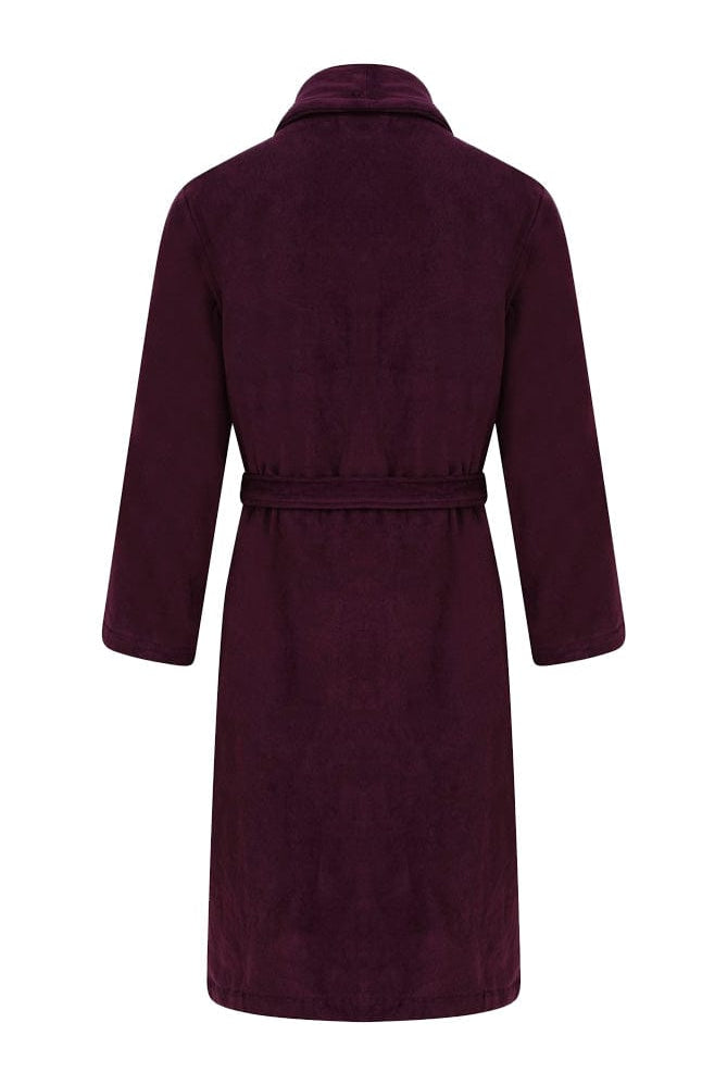 Walker Reid Luxury Cotton Velour Dressing Gown - Burgundy
